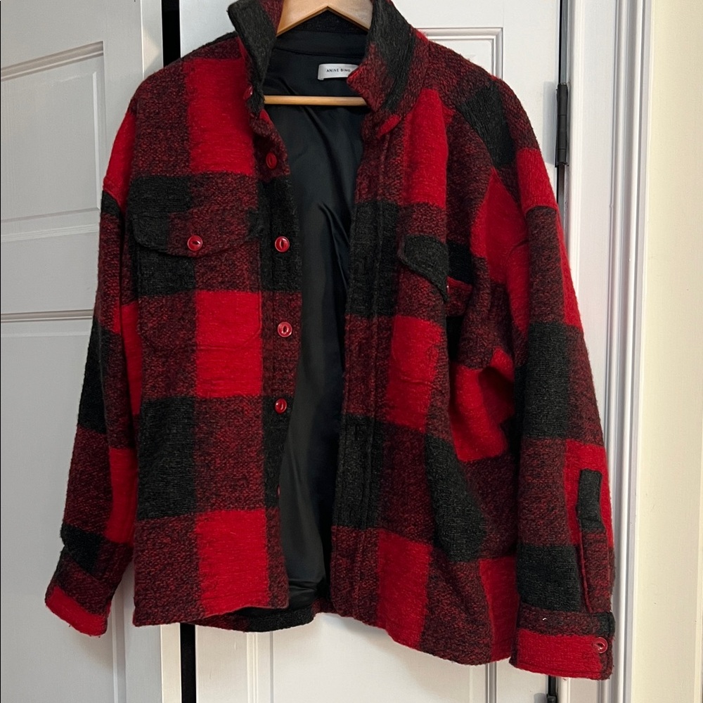 Anine Bing Black and Red Plaid Jacket -L